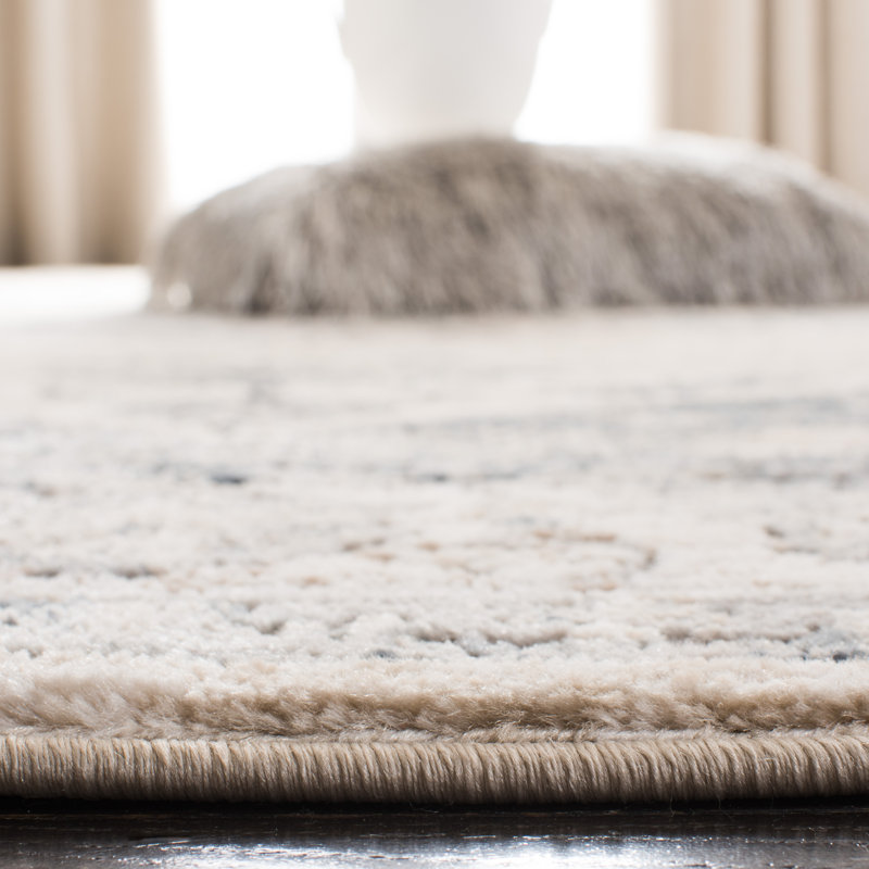 Ivory and Blue Tufted Handmade 4' x 6' Area Rug