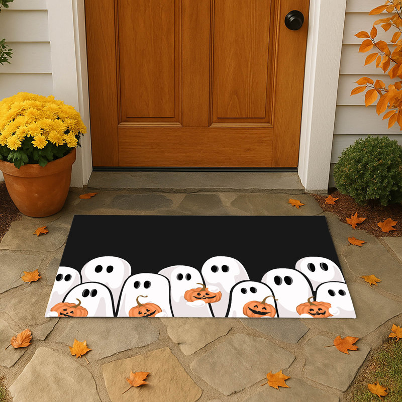 Paillasson Ghost & Pumpkins, Gris anthracite, L 21 po x L 34 po
