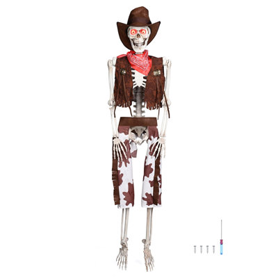 Kaytlynne Halloween Life Size Skeleton 5.4 FT Bones Creepy Sound Realistic with Posable Joints Party Home Garden Decorations