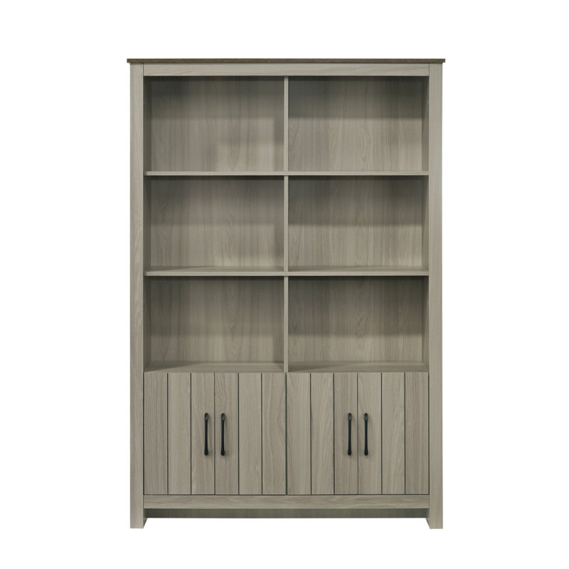 47"W Bookcase Shelf With Cabinet Doors