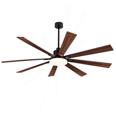 Ventilateur de plafond 72 pouces avec lumières et télécommande, ventilateur de plafond intérieur / extérieur avec moteur CC réversible silencieux, 6 vitesses, grand ventilateur de plafond à 8 pales pour le salon, la chambre et le patio
