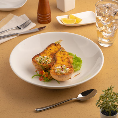 Porcelain Wok Deep Plate | Ivory | Pack of 6