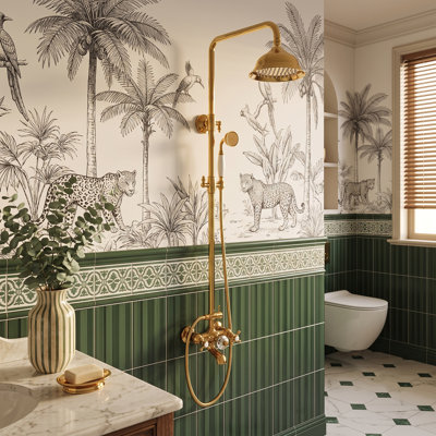 Système de douche mural complet industriel à 3 fonctions avec douche à main et bec de baignoire