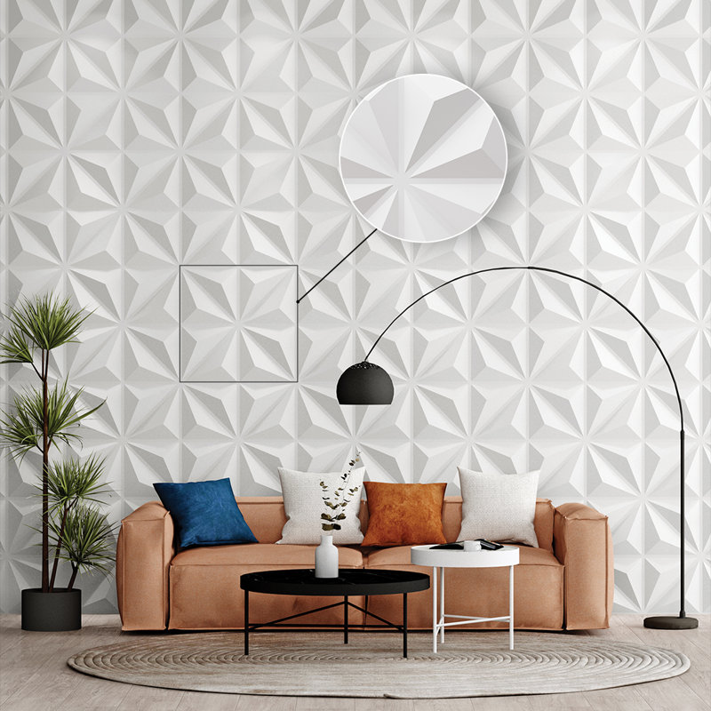 Panneau mural 3D de qualité supérieure 19,7 po x 19,7 po, panneaux 3D triangulaires blancs en PVC pour la maison (ensemble de 12)