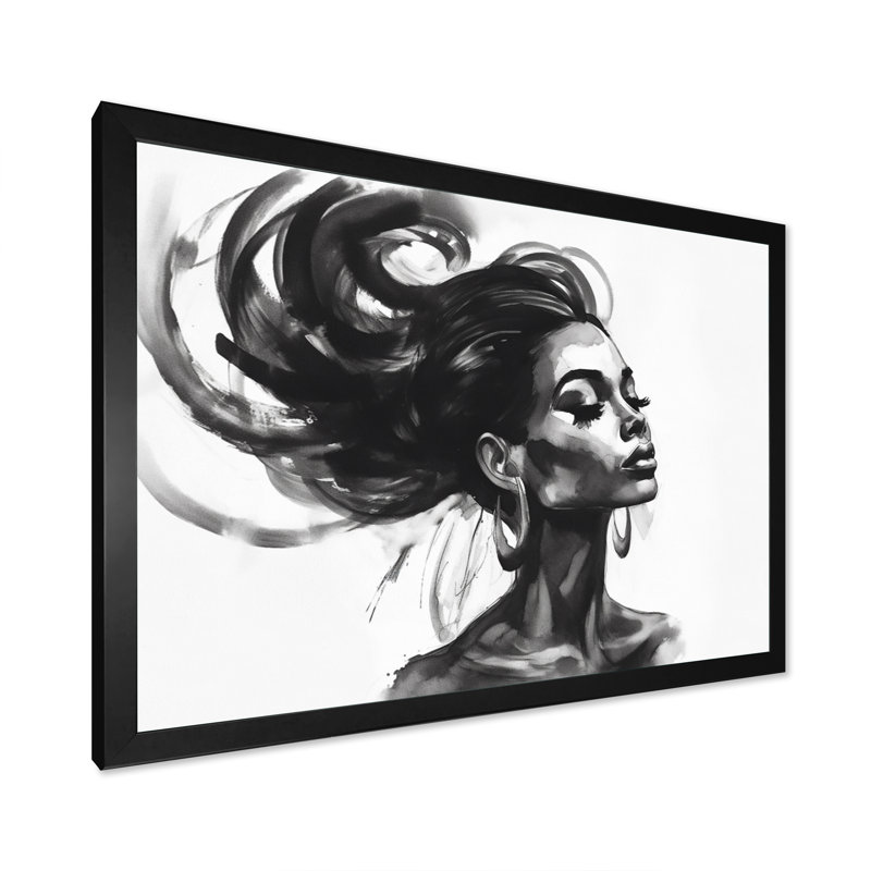 Décoration murale femme afro-américaine Pierce II - Portrait, H 24 po x l 32 po x P 1 po, Cadre photo noir simple