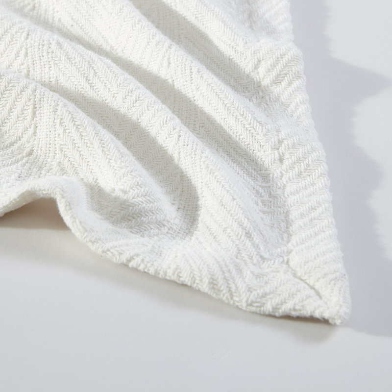 Couverture réversible en coton Herringbone de Eddie Bauer, Double/grand, Blanc