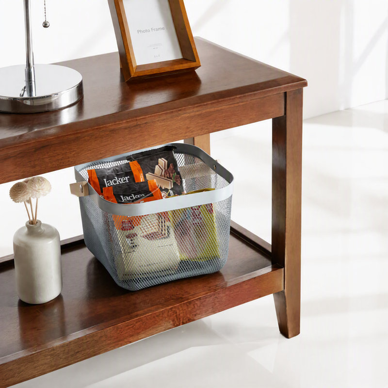 Table d'appoint rustique à 2 niveaux en bois d'hévéa massif (100 %) avec tablette de rangement ouverte, table d'appoint multifonctionnelle, table basse et support pour plantes d'intérieur pour le salon.