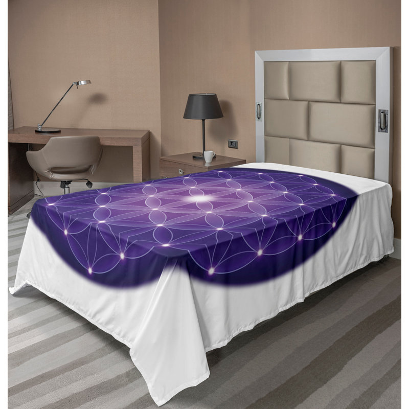 Ambesonne Print Top Flat Sheet, Twin Flat Sheet, Purple Geometric