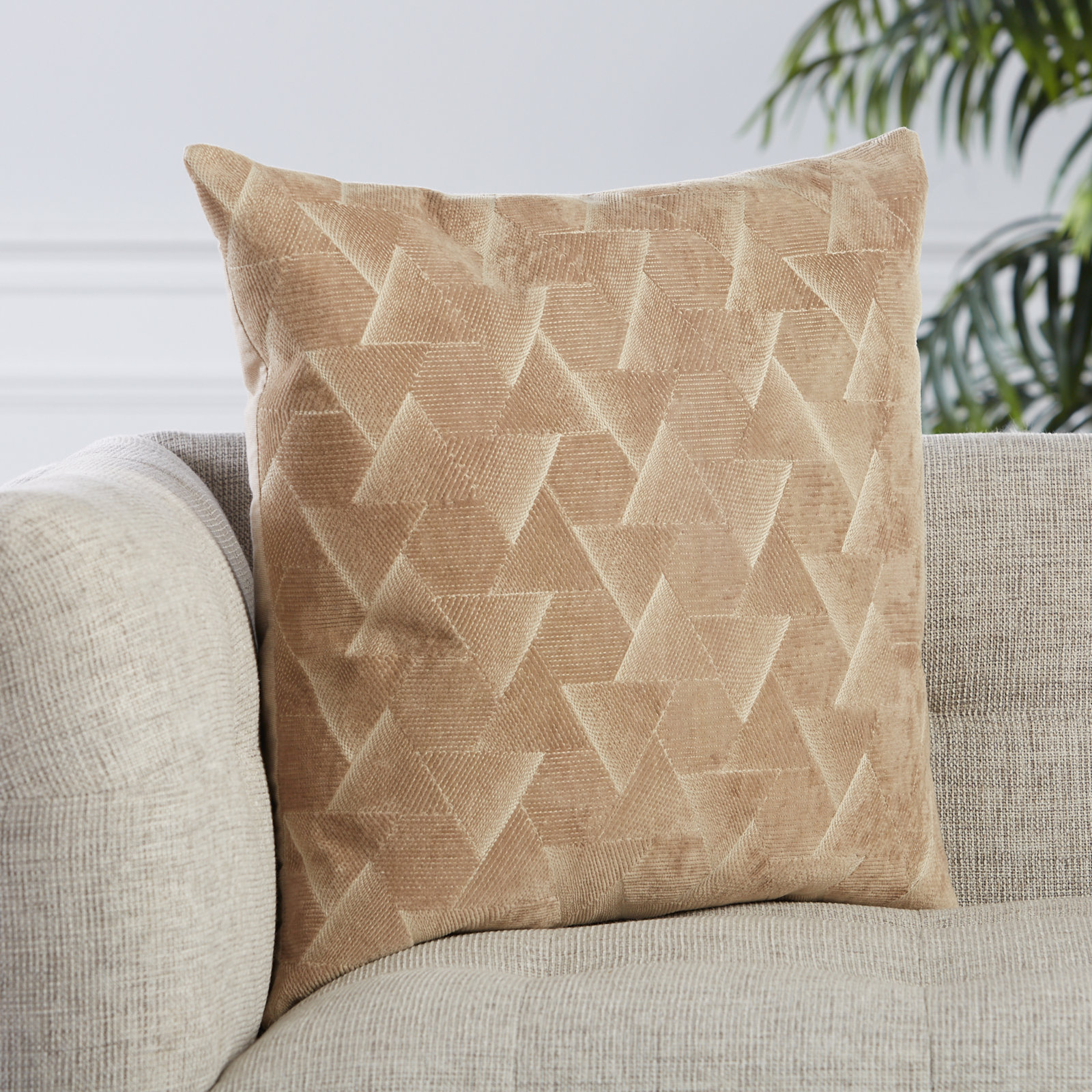 Gretchen Geometric Cotton Throw Pillow, Down, Blush