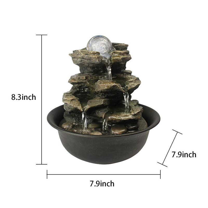 Fontaine de table en cascade 8,3 pouces avec éclairage à DEL pour la détente dans la chambre à coucher