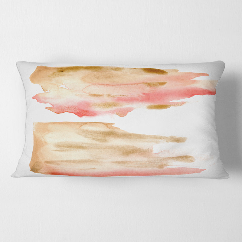 Nuage abstrait rose, or, rouge et beige - Coussin imprimé moderne