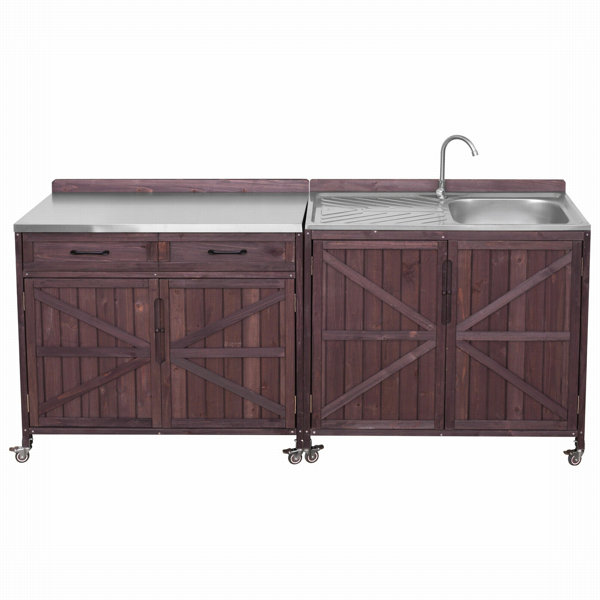 August Grove® 2-Piece Outdoor Kitchen Island Set With Stainless Steel ...