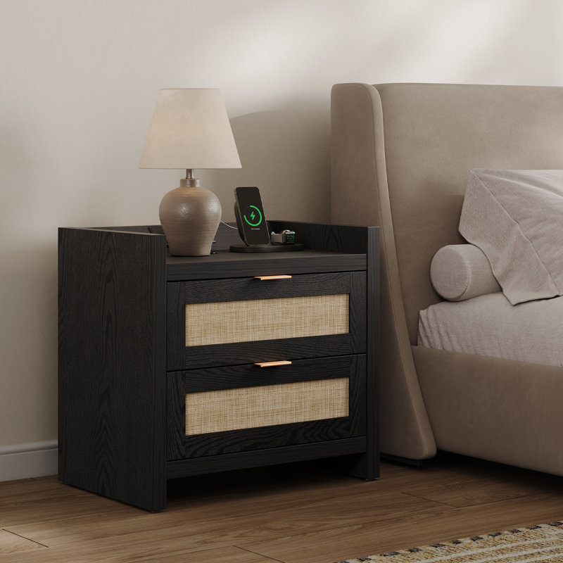 Amrutha 23.6'' W Nightstand, Black
