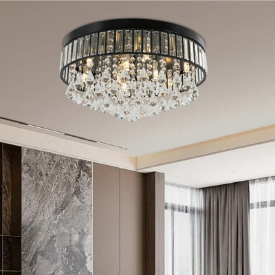 Kahmora Glass and Crystal Flush Mount