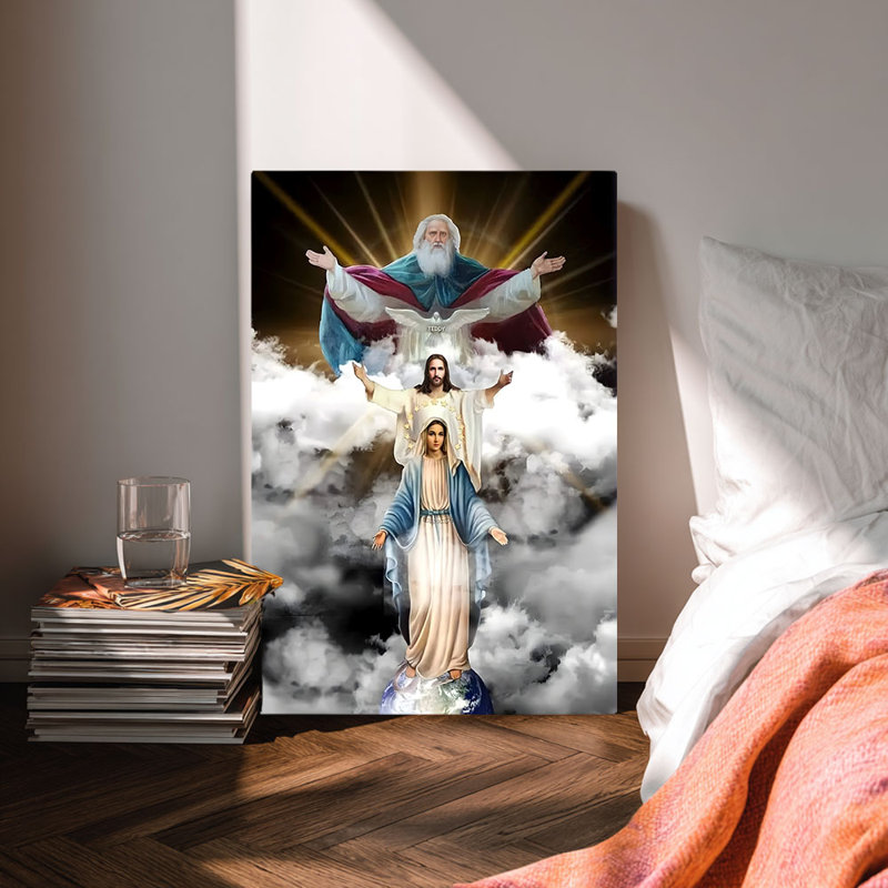 Reproduction sur toile de la «Trinité chrétienne céleste» - Studio spirituel, 12*8 inch (30*20*2cm)