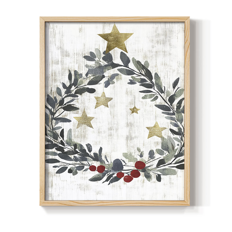 «Christmas Holiday Art», reproduction encadrée cmxxxi - bois massif, H 11 po x l 9 po, Naturel