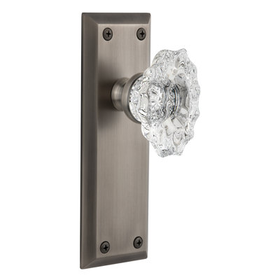 Grandeur Fifth Avenue Plate Single Dummy with Biarritz Crystal Door Knob