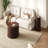Round Fluted Coffee Table Set With Sliding Tambour Door And Storage-1904218496
