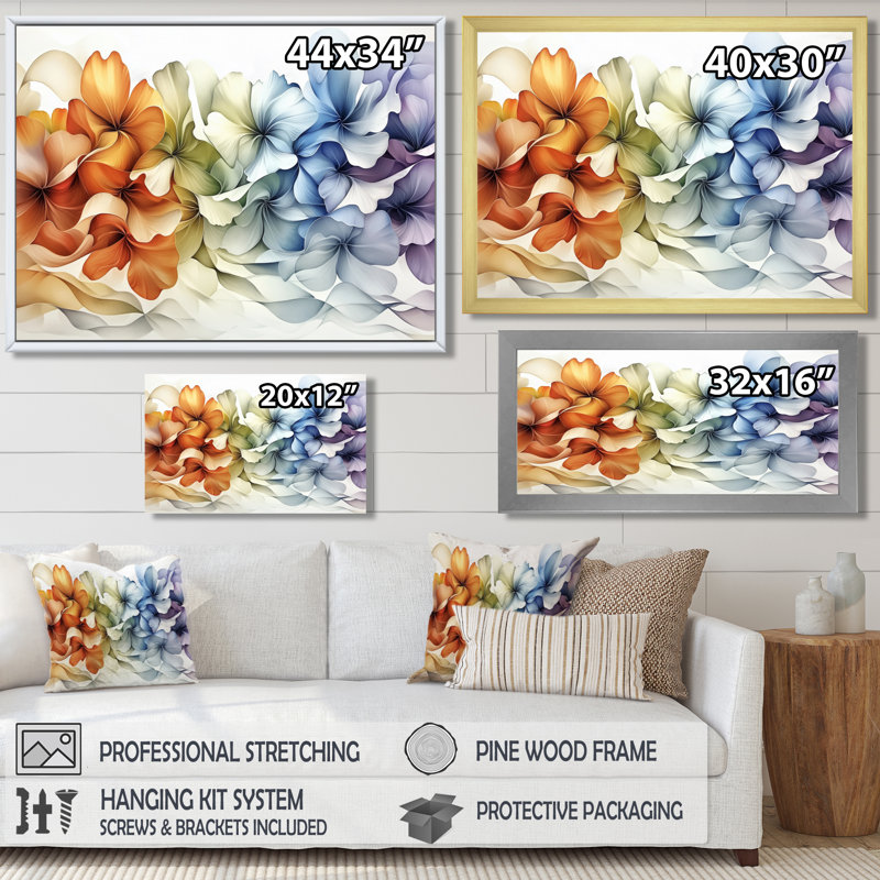«Geraniums Fantasy Field of Colors - Geraniums», art mural grand format, Cadre simple, Noir, H 12 po x l 20 po