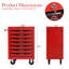 Armoire à outils en métal à 7 tiroirs en rouge et noir, acier laminé à froid, glissières à roulement, capacité de charge de 15 kg, 4 roulettes pivotantes avec option de verrouillage