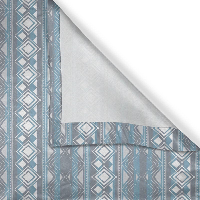 Rideau décoratif à œillets 2 panneaux Dakota Fields Moroccan, 50 po x 54 po, blanc bleu pâle / gris, L 50 po x L 108 po