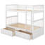 Lit superposé simple au-dessus de simple avec tiroirs, lits convertibles pour une utilisation compacte et polyvalente, blanc