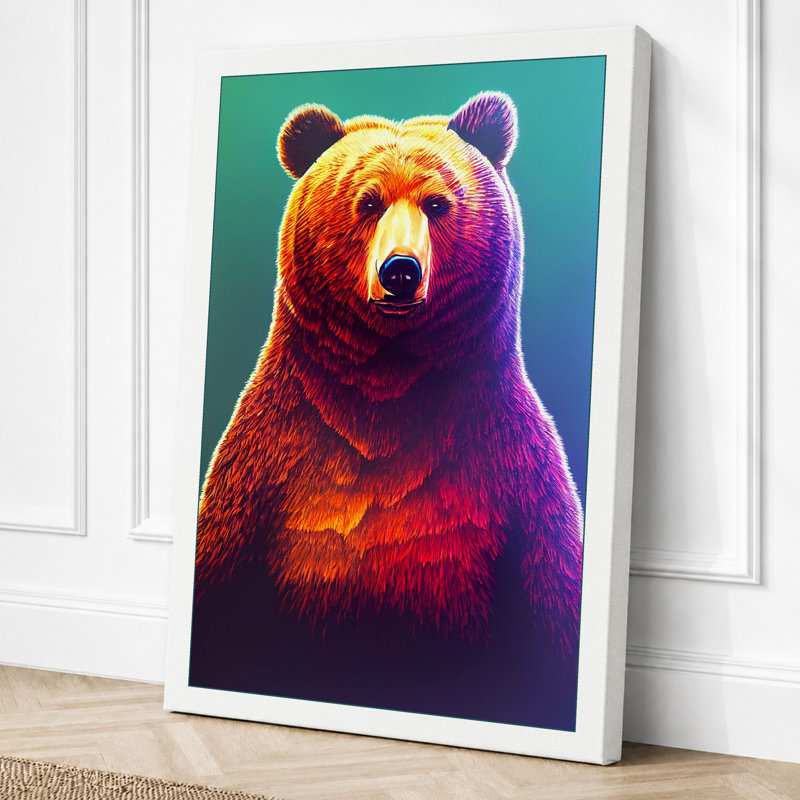 Vibrant Bear Portrait Modern - Print, 30x20 - 76.2 x 50.8 cm, White Border