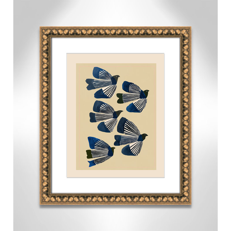 Imprimé indigo par ville, 17'' W x 20'' H, Matted Print, Perles de feuilles dorées