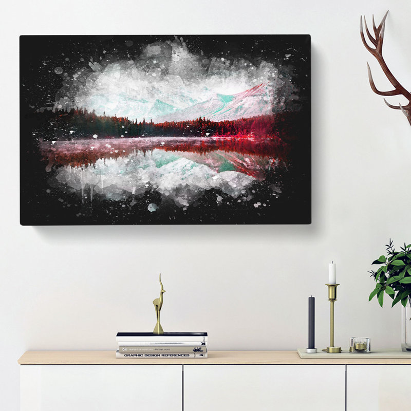 Lake Reflection - Wrapped Canvas Painting, 60cm H x 91cm W x 3cm D