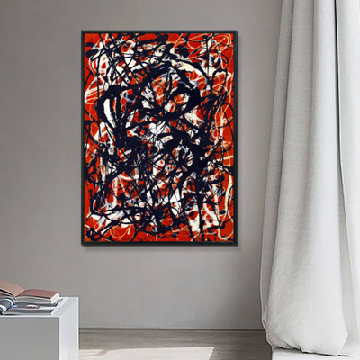 Framed Canvas Giclee Print Art Free Form by Jackson-Pollock Home Decor (Black Slim Frame,24" X 32")