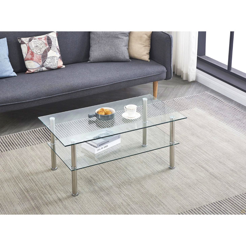 Table basse 2 couches, canapé moderne avec tablette de rangement