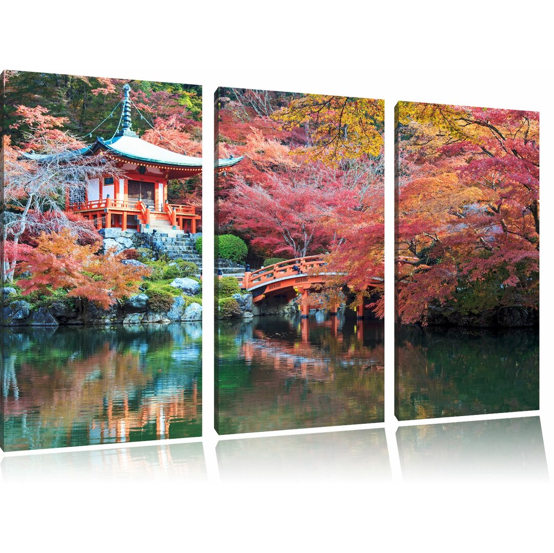 3-tlg. Leinwandbild-Set „Wunderschönes Kloster in Japan", Fotodruck