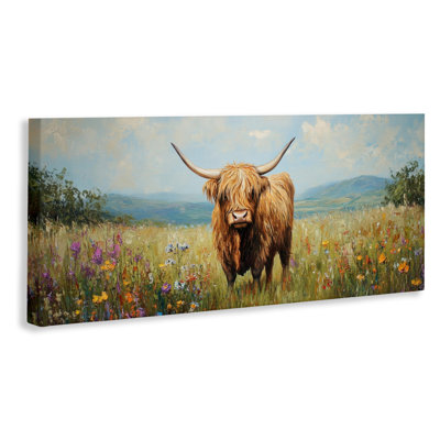 Shaggy Highland Cow Canvas, design by Petal Prints Design