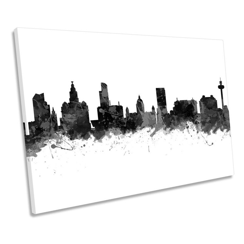 City Of Liverpool Skyline Modern B&W - Wrapped Canvas Print, 30.5cm H x 45.7cm W x 2cm D