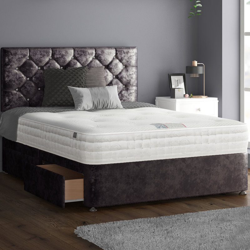 Fall Divan Bed Base, Double (4'6), 4 Drawers, Amethyst