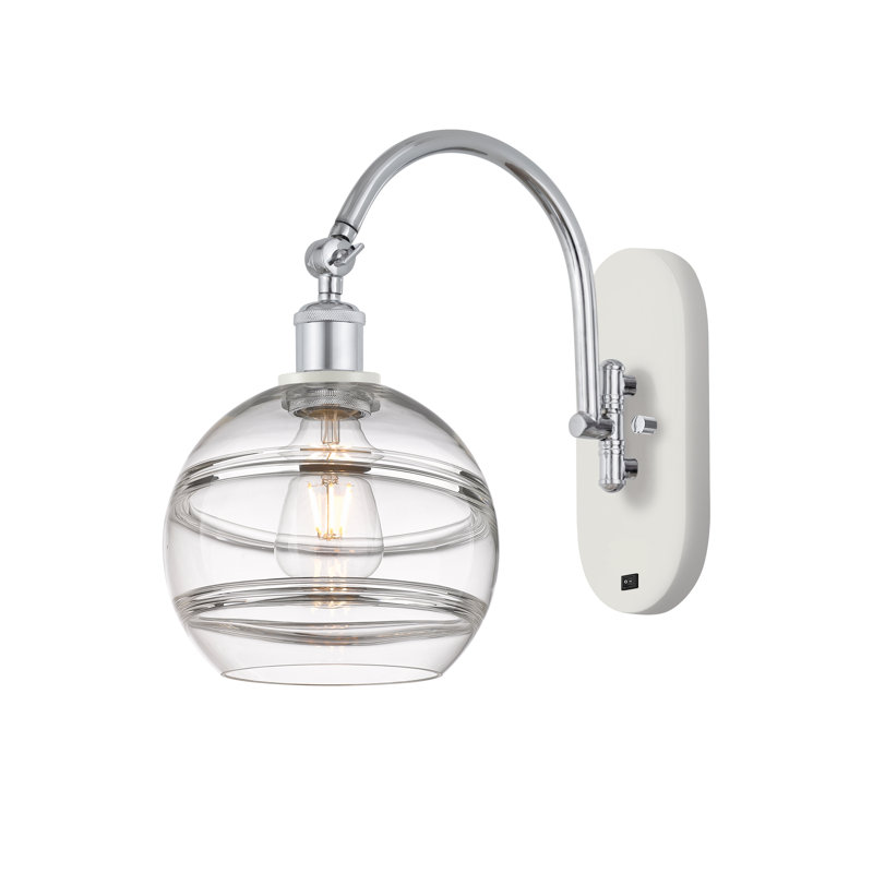 Chartoff Steel Armed Sconce, Clear, White Polished Chrome