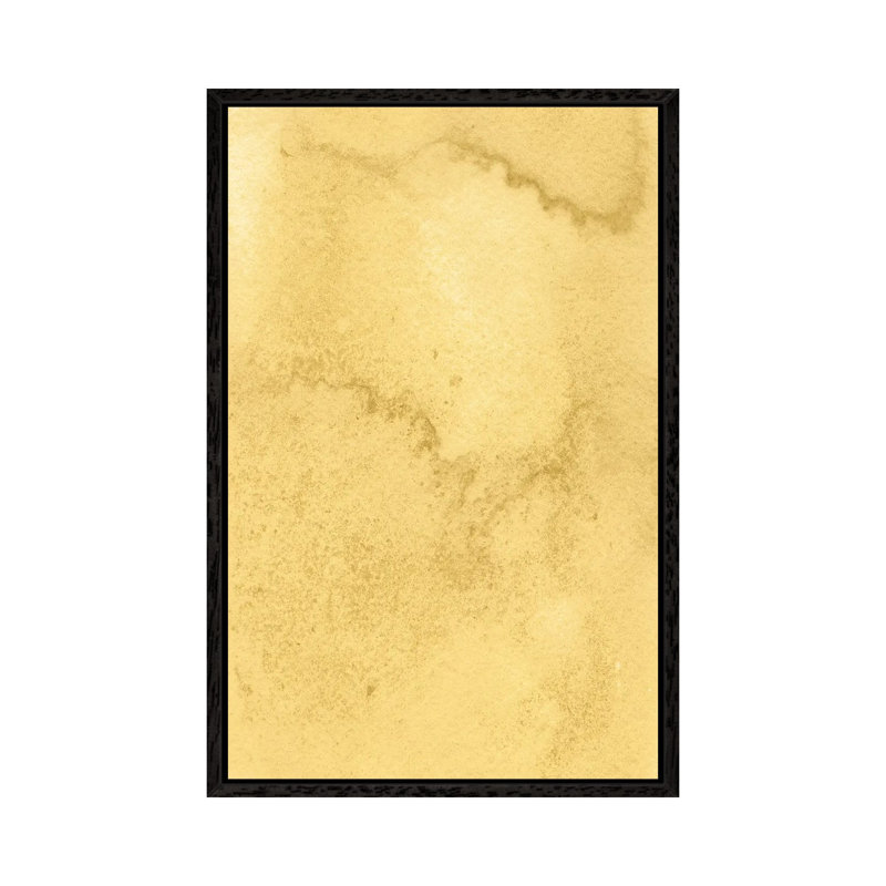 Abstract Mustard Texture by Whales Way - Painting on Canvas, Black Framed, 66.04cm H x 45.72cm W x 3.81cm D