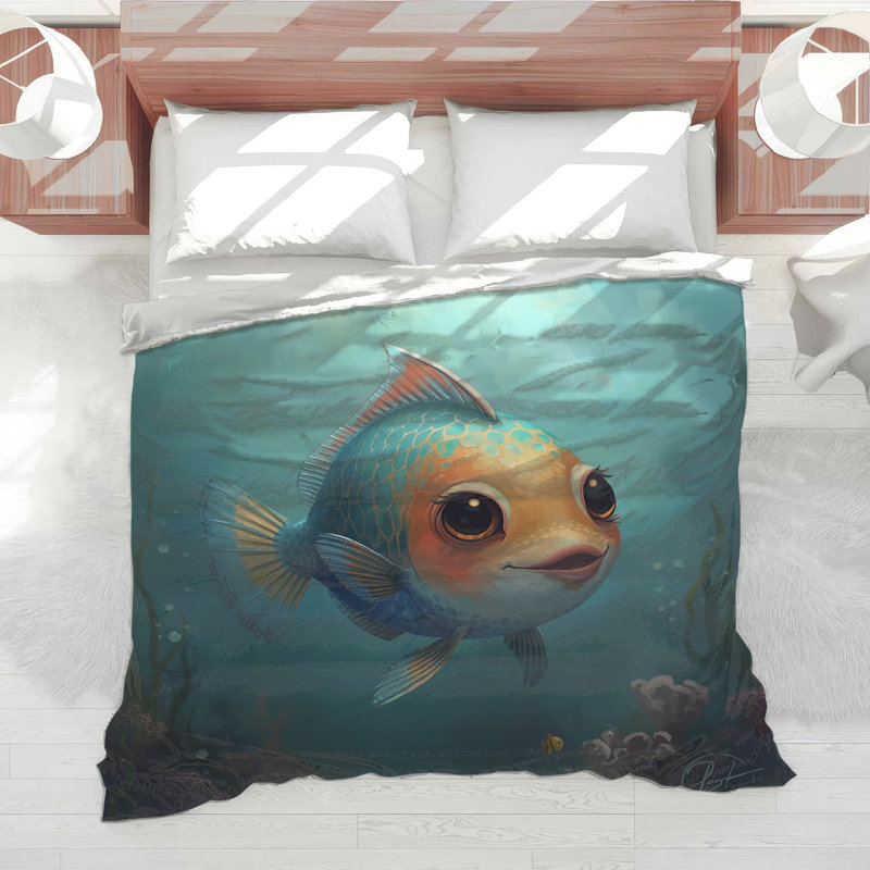 Cartoon Fish Underwater Comforter, Queen