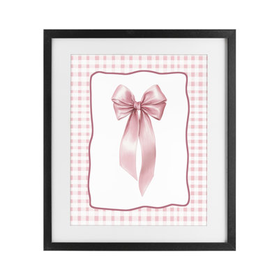 Ruban de vichy rose, reproduction encadrée sous verre, design par Christine Simpson Art
