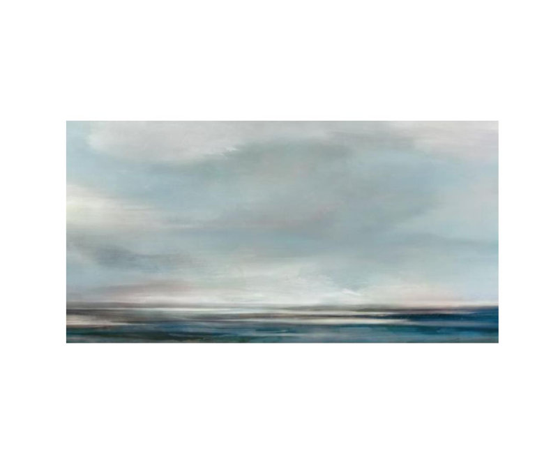 «Cerulean Field» par Elena Carlie - peinture sur toile, Couche de verre, H 30 po x l 58 po