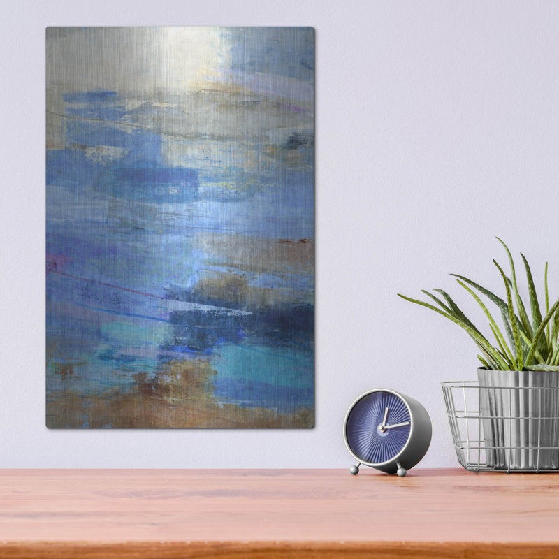 Art mural en métal Winston Porter «Blue Wave 2» par Suzanne Nicoll, H 16 po x l 12 po