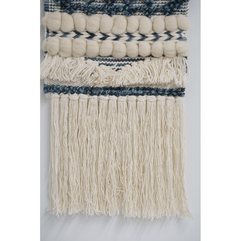 Applique murale en laine et coton macramé avec tringle incluse