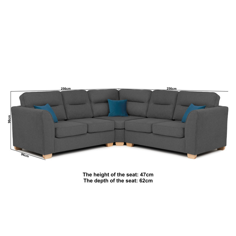 Marryn Upholstered Corner Sofa, Dark Grey, Symmetrical