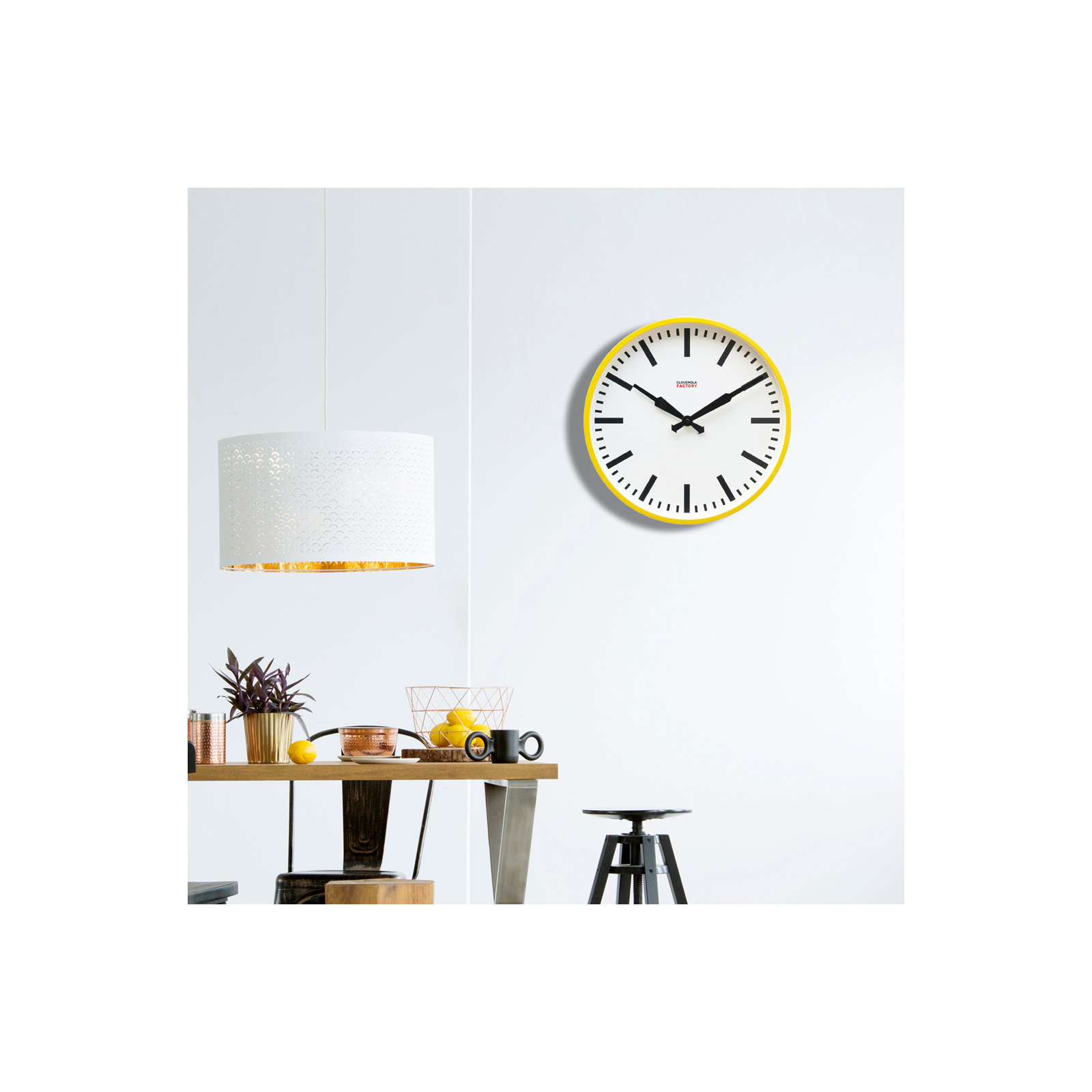 12'' Metal Wall Clock, Yellow