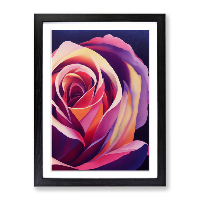 Unique Rose Flower Vol.3 1 Piece Single Picture Frame Wall Art, 34cm H x 25cm W x 2cm D, Black