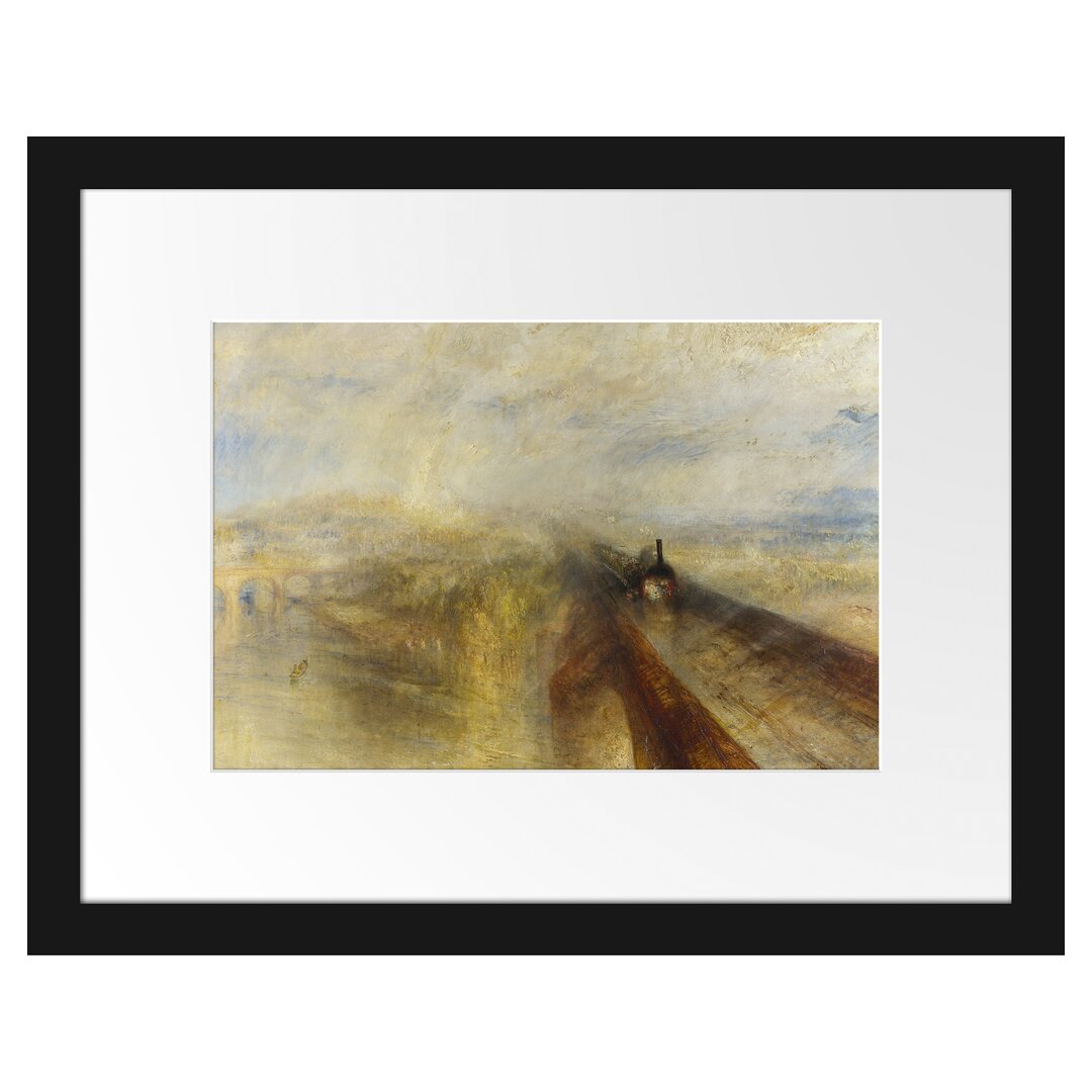 William Turner - Rain Steam And Speed The Great Western - Im Bilderrahmen Mit Galerie-Passepartout