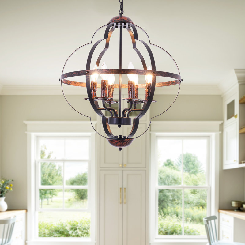 6 - Light Dimmable Geometric Chandelier