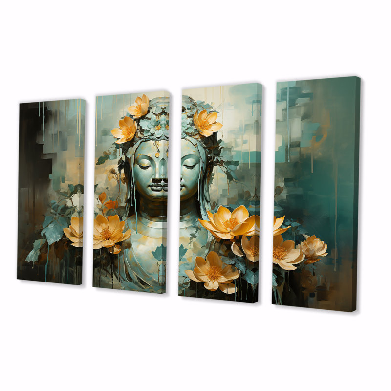 Ensemble de 4 pièces d'art majestueux, l'empereur Blooms - Chine, H 32 po x l 64 po