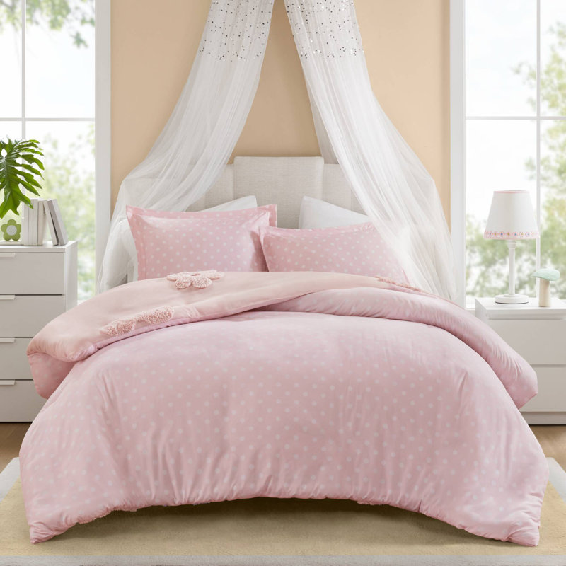 Ensembles de literie en chenille capitonnée florale, conception réversible rose, double / grand