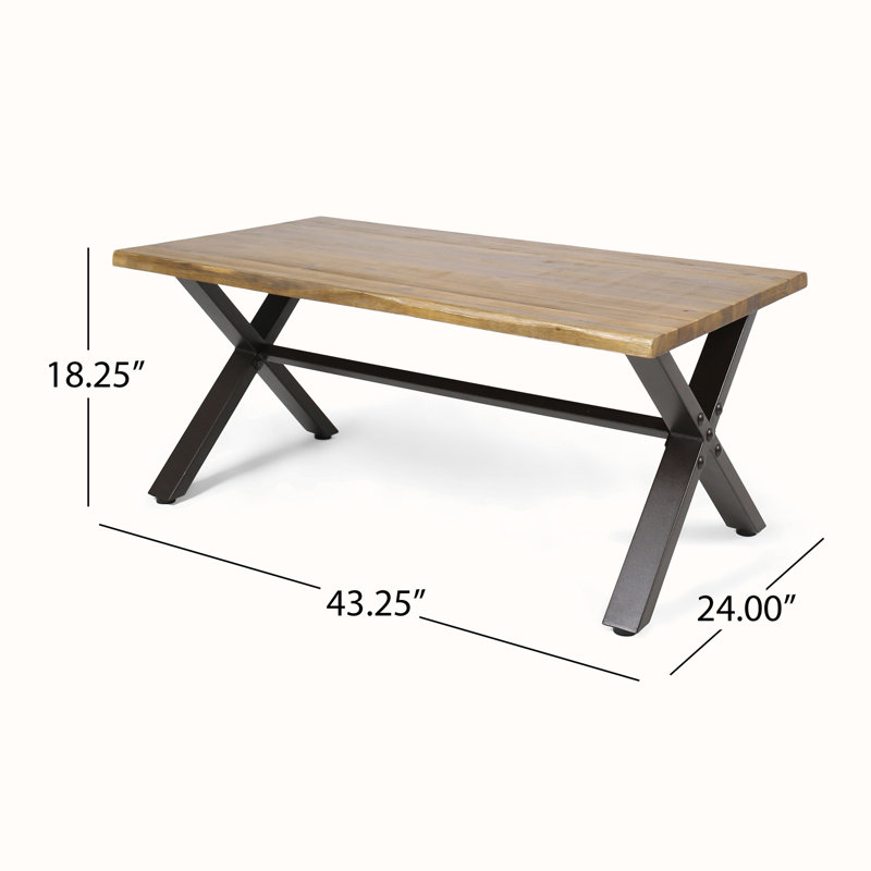 Barboza Rectangular Acacia Solid Wood Outdoor Coffee Table , 43.25 " W 27.25 " D